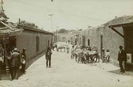 Burro Alley Scene, Santa Fe, N.M 1889. Photo: Palace of the Governors Photo Archives