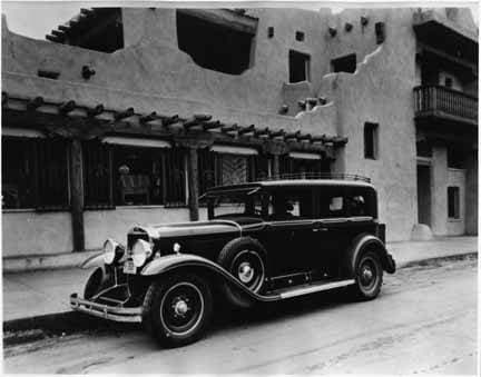 1929 Cadillac Harvey Indian Detour Car outside La Fonda, Santa Fe. Image: Palace of the Governors photo archives
