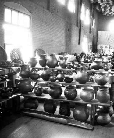 1922 Picuris Pueblo Pottery exhibit at the first Indian Market in Santa Fe. Image courtesy of Palace of the Governors photo archive.